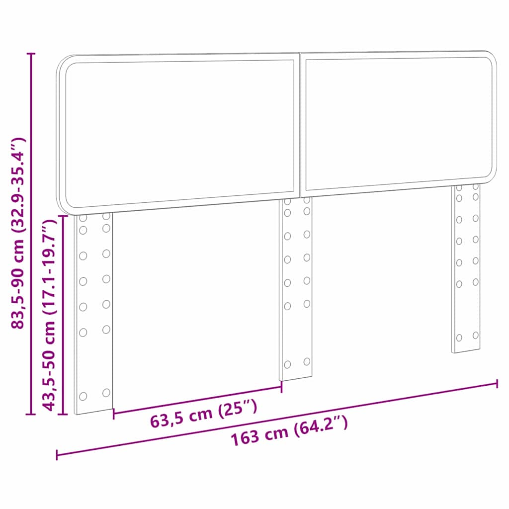 vidaXL Κεφαλάρι με κεφαλάρι Δρύς Sonoma 160 cm Επεξεργασμένο ξύλο