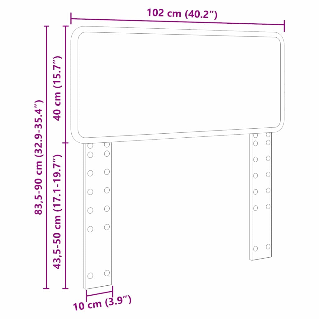 vidaXL Κεφαλάρι με κεφαλάρι Μαύρη Οξυά 100 cm Επεξεργασμένο ξύλο