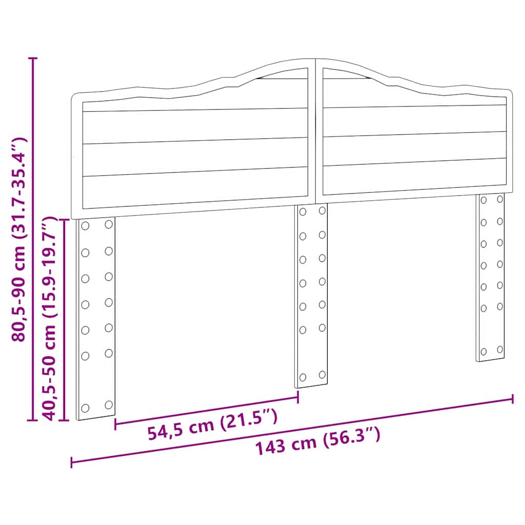 vidaXL Κεφαλάρι με κεφαλάρι Καπνιστό Δρύς 140 cm Επεξεργασμένο ξύλο