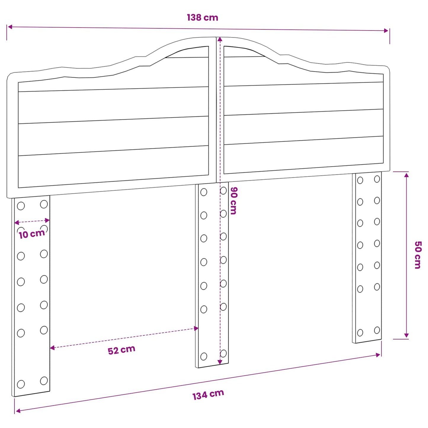 vidaXL Κεφαλάρι με κεφαλάρι Δρύς Sonoma 135 cm Επεξεργασμένο ξύλο