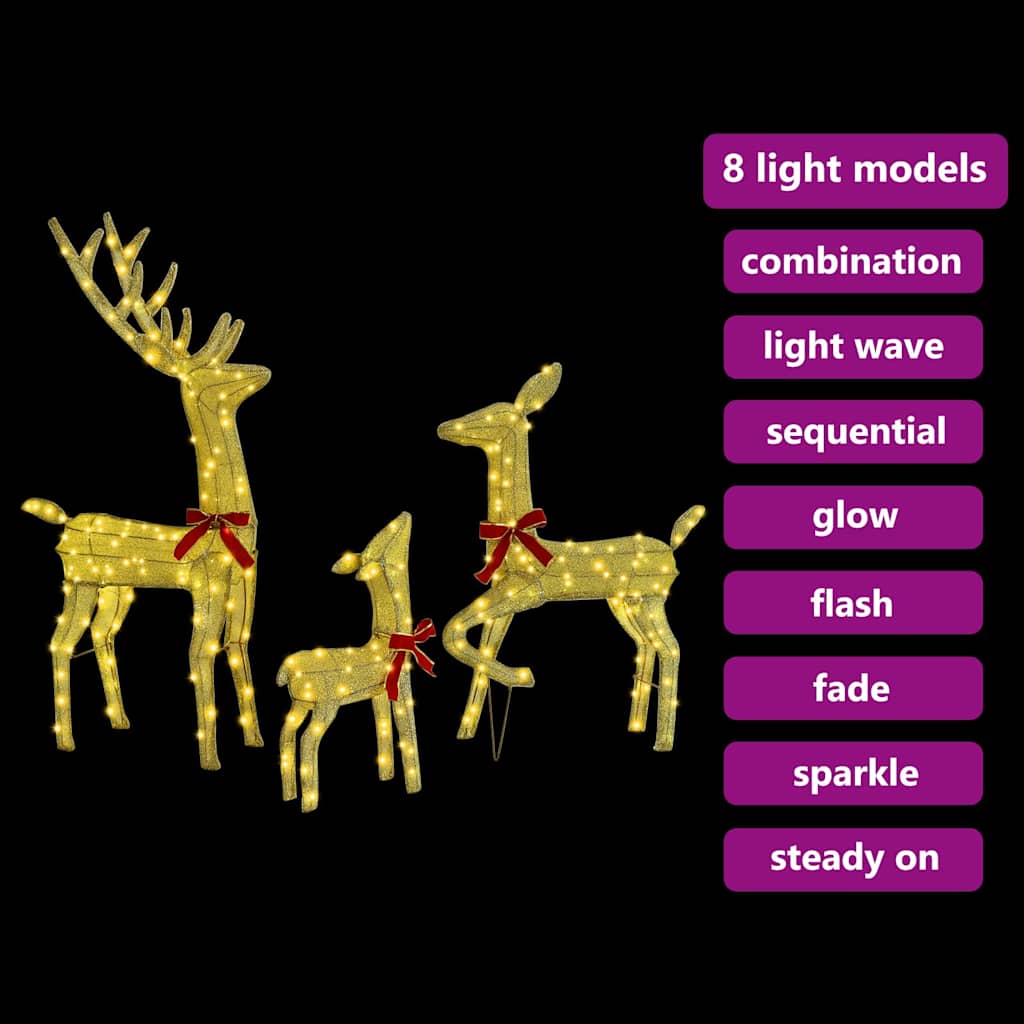 vidaXL Οικογένεια Ελαφιών 3 pcs Θερμό λευκό 68 x 26 x 127 εκ ύφασμα