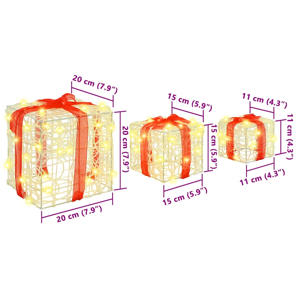 vidaXL Κουτί Δώρου 3 pcs Θερμό λευκό 20 x 20 x 20 εκ. Ακρυλικό