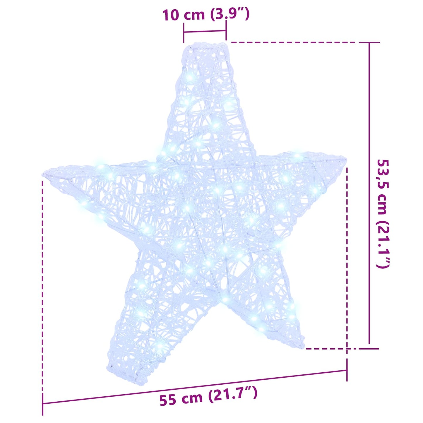 vidaXL 3D Αστέρι με 50 LED Ψυχρό λευκό 55 x 53.5 x 10 εκ Ακρυλικό