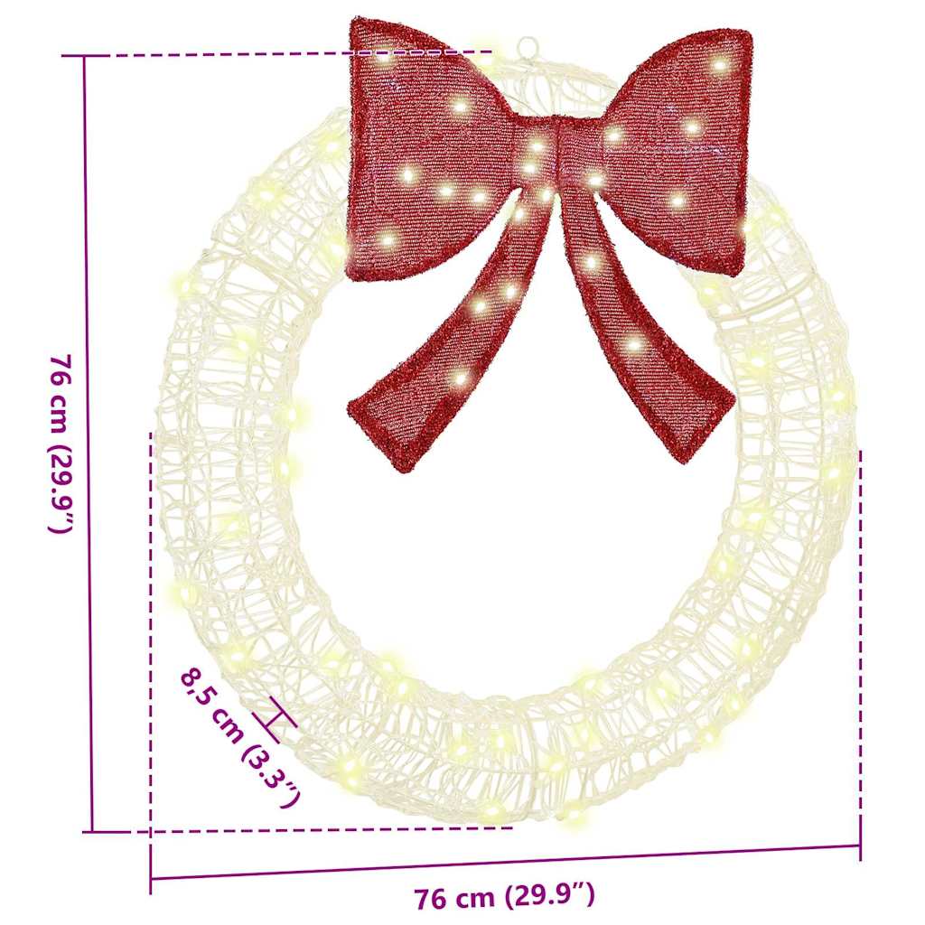 vidaXL Στεφάνι με φώτα λωρίδας LED Θερμό λευκό 75 cm Ακρυλικό