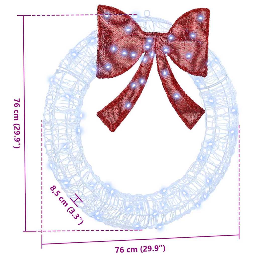 vidaXL Στεφάνι με φώτα λωρίδας LED Ψυχρό λευκό 75 cm Ακρυλικό