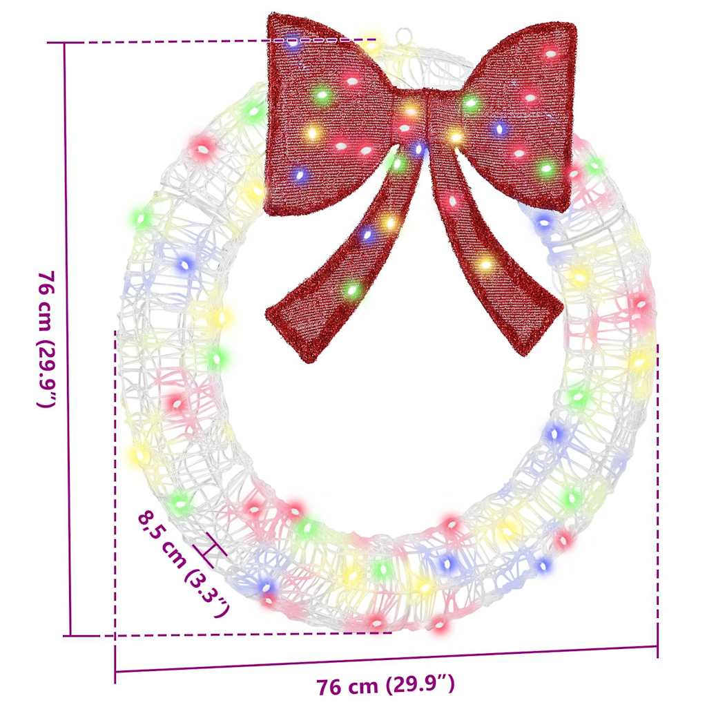 vidaXL Στεφάνι με φώτα λωρίδας LED Πολύχρωμο 75 cm Ακρυλικό