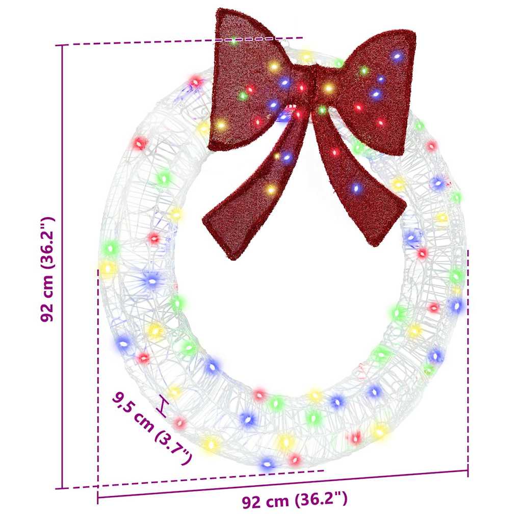 vidaXL Στεφάνι με φώτα λωρίδας LED Πολύχρωμο 90 cm Ακρυλικό