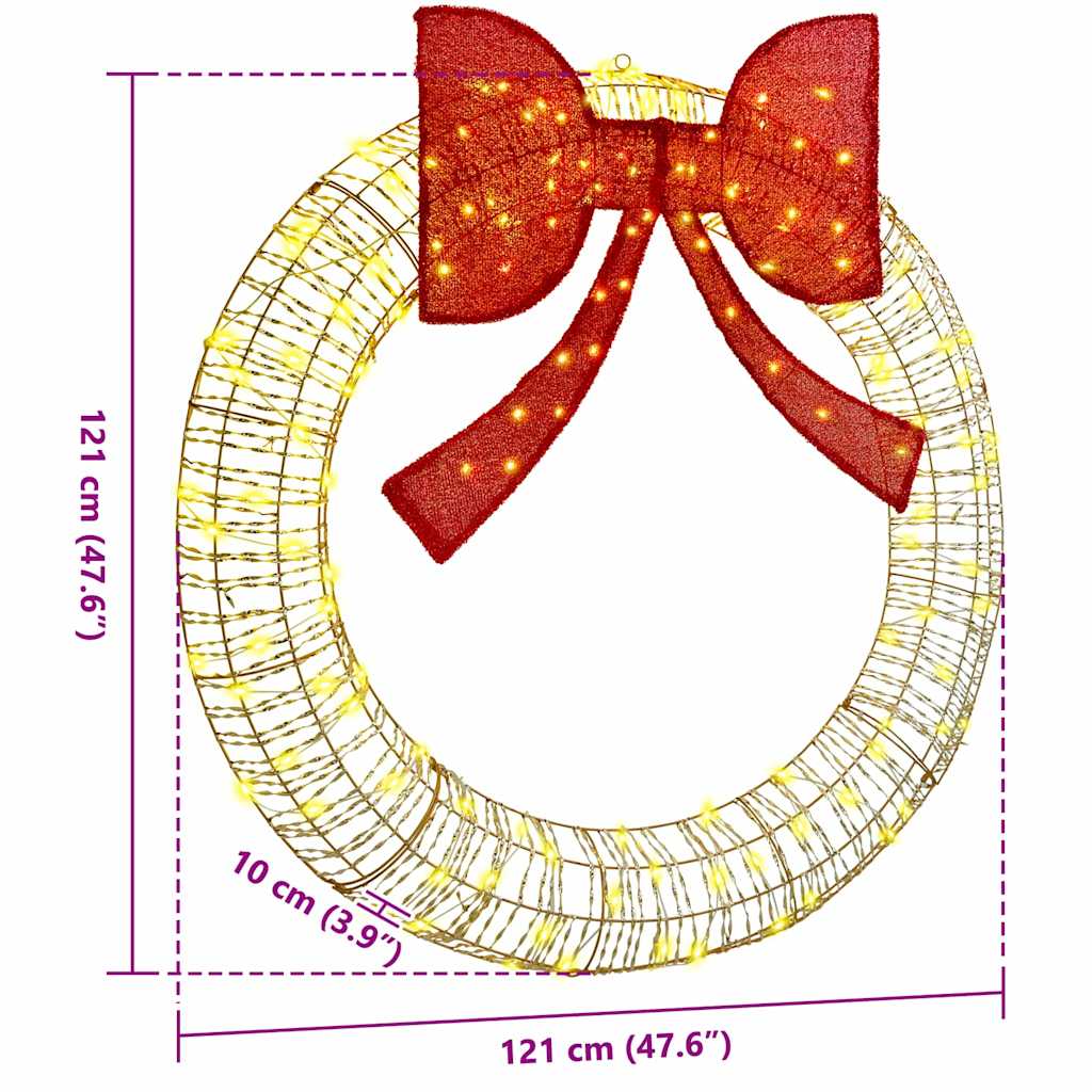 vidaXL Στεφάνι με 150 LED Θερμό λευκό 120 cm PET
