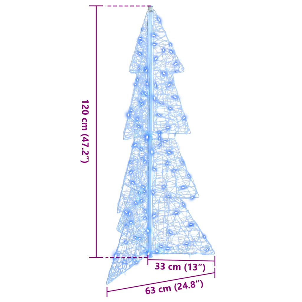 vidaXL Χριστουγεννιάτικο Δέντρο με 100 LED Μπλε 120 cm Ακρυλικό