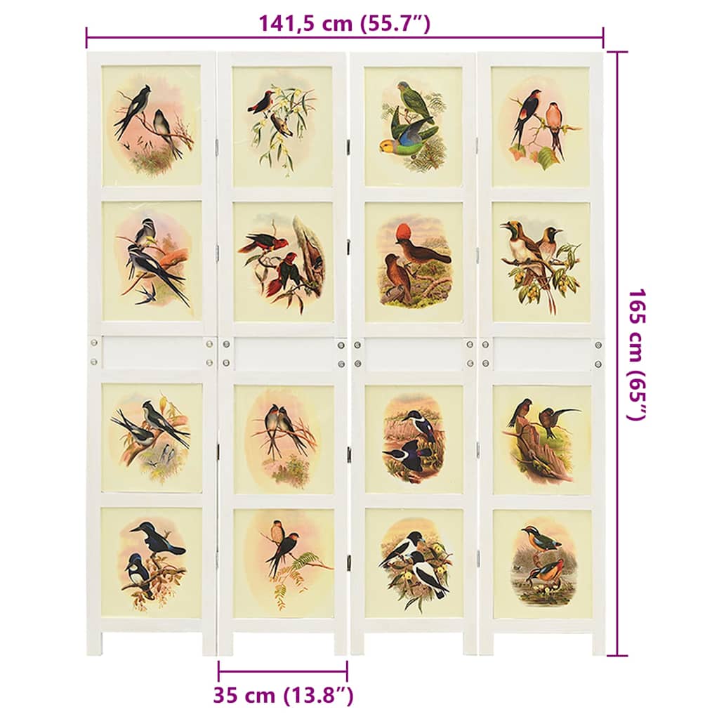 vidaXL Ρομδιβίδερ Πάνελ Λευκό 141,5 x 165 εκ. MDF