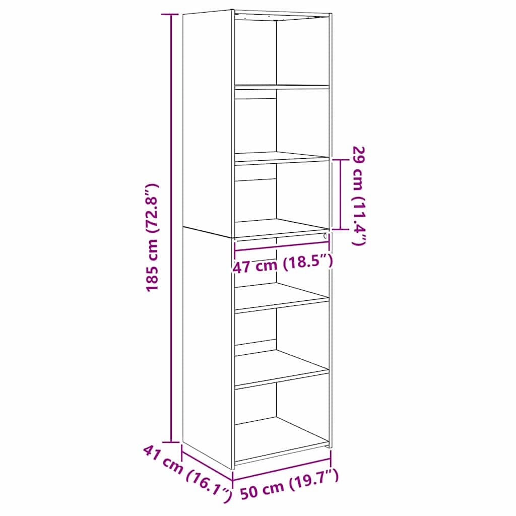 vidaXL Ντουλαπιού (Cabinet) Μαύρη Οξυά 50 x 41 x 185 εκ.