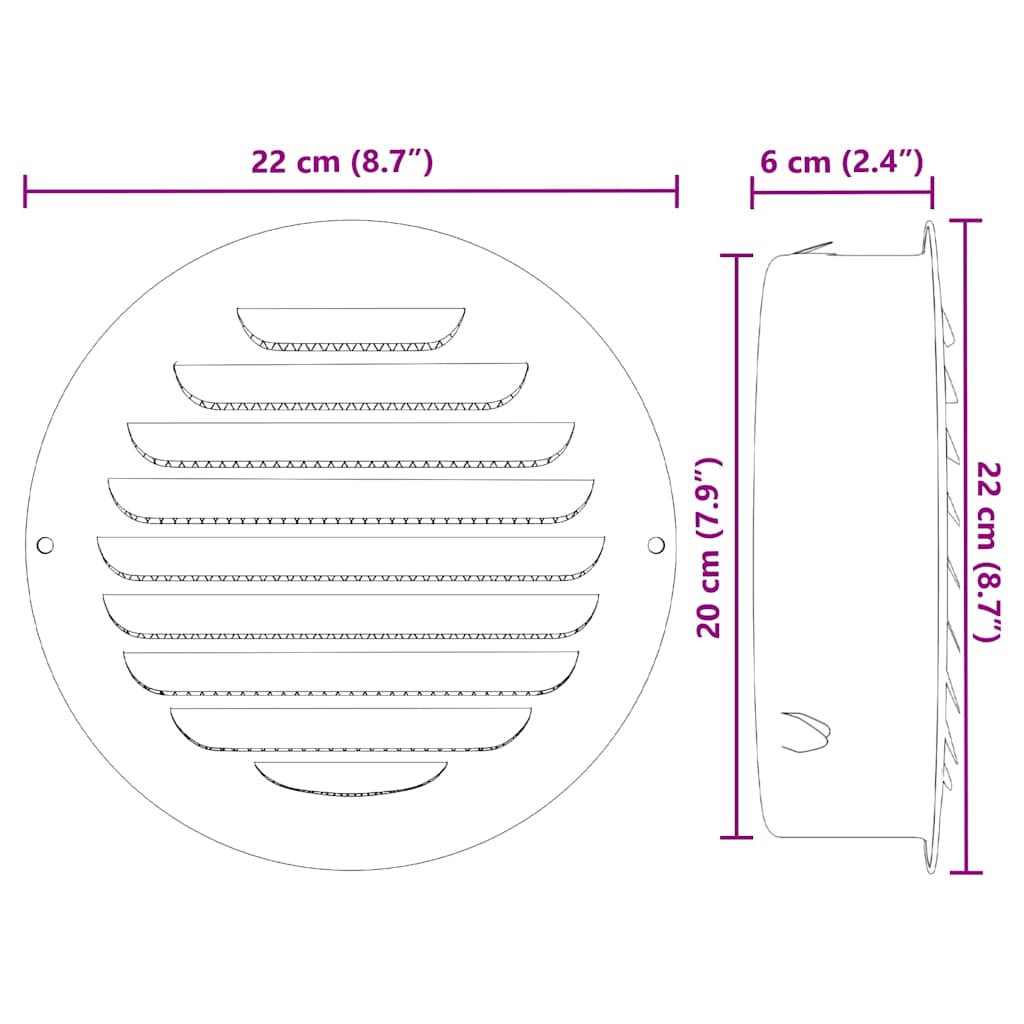 vidaXL Καπάκια Αερισμού 4 pcs Ασημί 200 mm Ανοξείδωτο ατσάλι