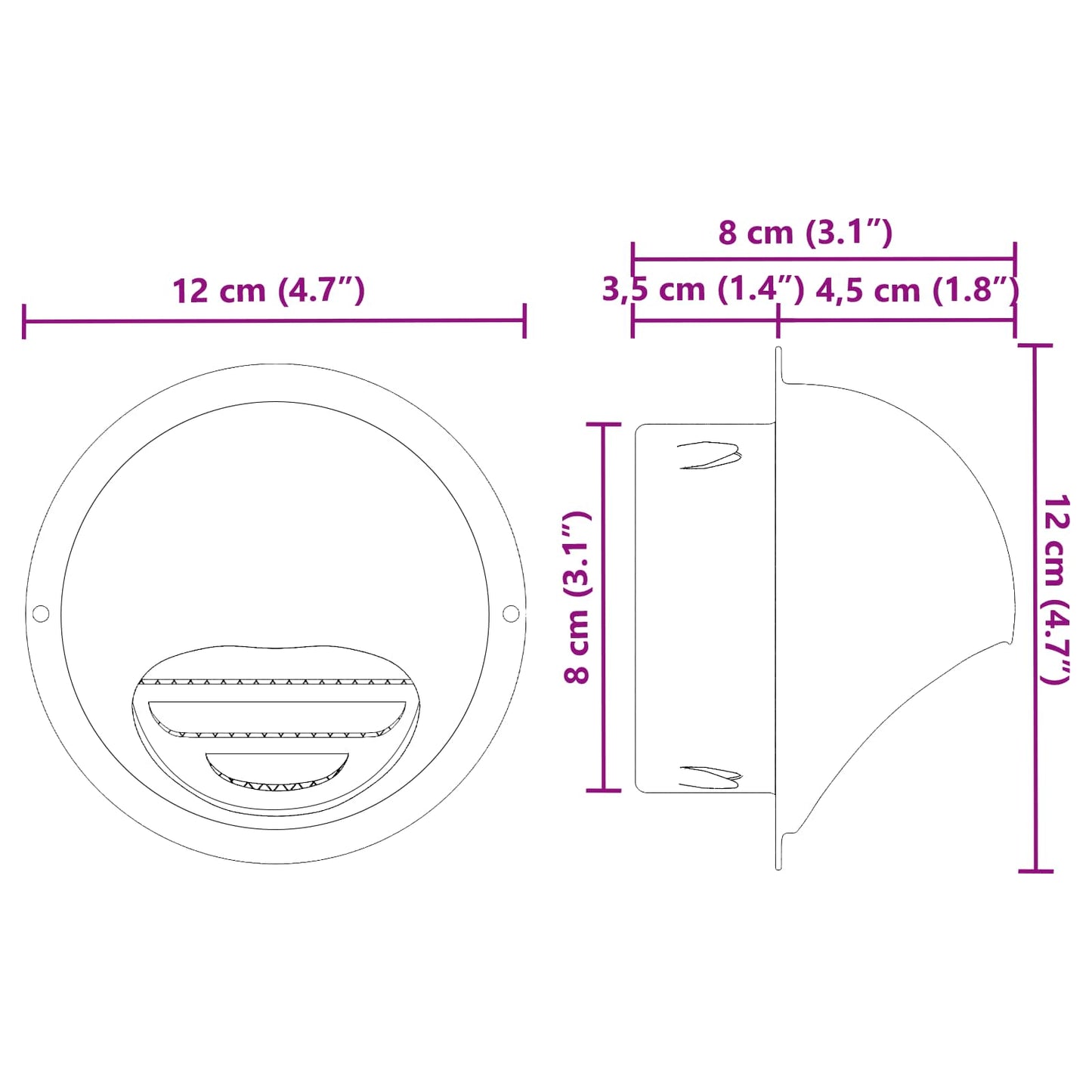 vidaXL Καπάκια Αερισμού 2 pcs Ασημί 80 mm Ανοξείδωτο ατσάλι