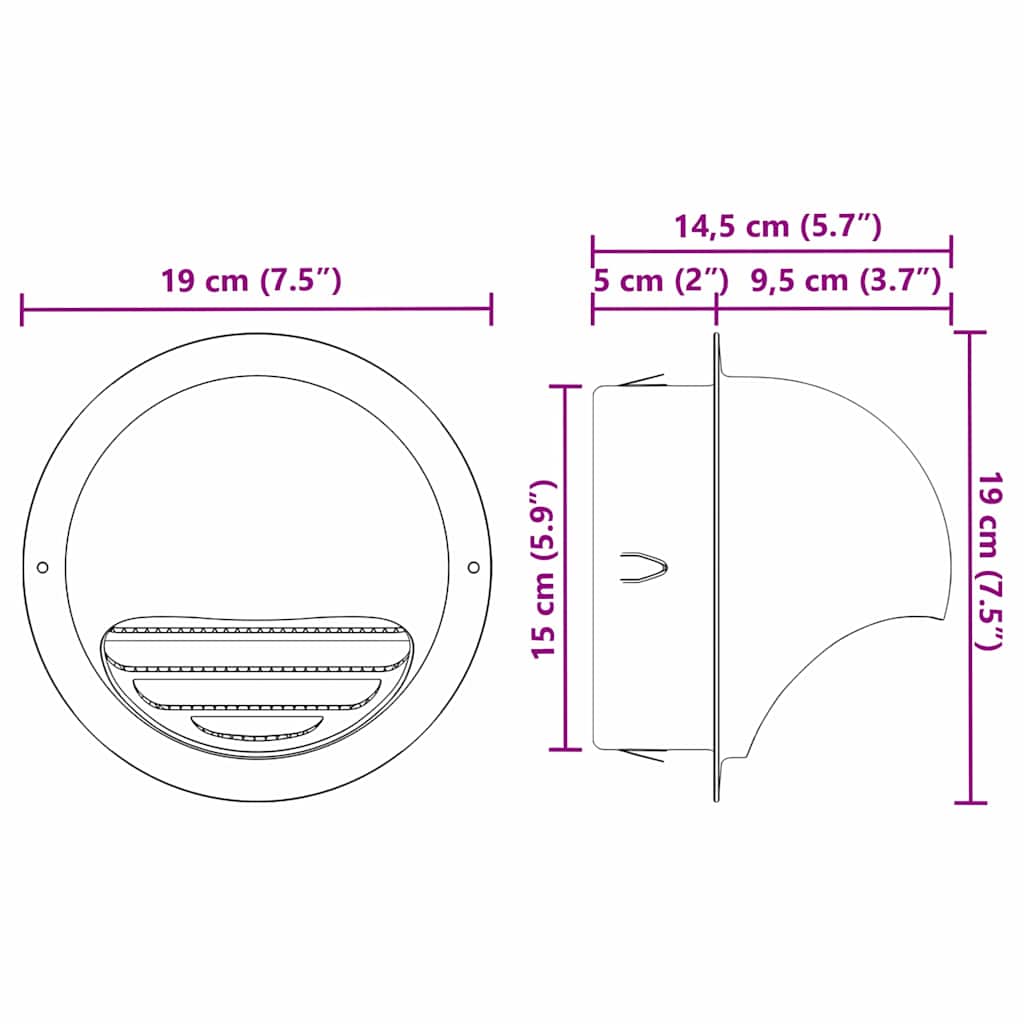 vidaXL Καπάκια Αερισμού 2 pcs Ασημί 150 mm Ανοξείδωτο ατσάλι