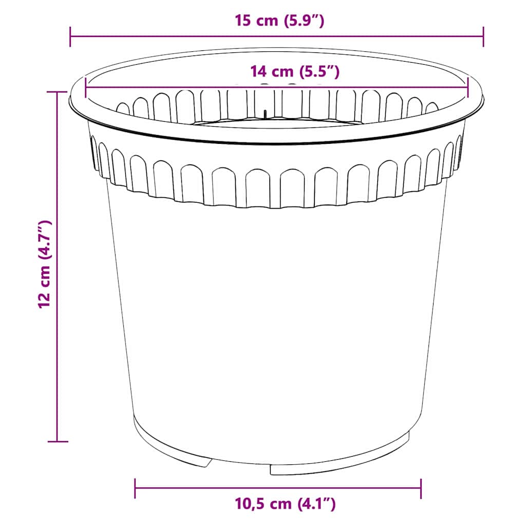vidaXL Στρογγυλή Γλάστρα Λουλουδιών 24 pcs Μαύρο Ø 15 x 12 cm Πλαστικό