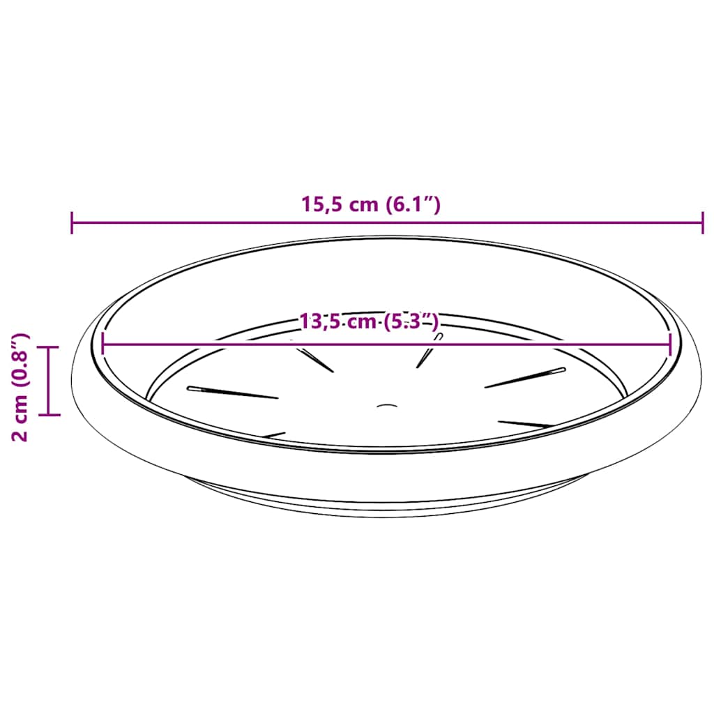 vidaXL Στρογγυλός Δίσκος Λουλουδιών 6 pcs Μαύρο Ø 14 x 2 εκ Πλαστικό