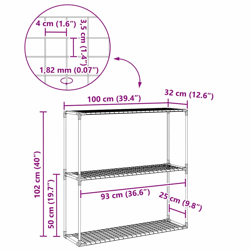 vidaXL Ράφι φυτών 3 επιπέδων Μαύρο 100 x 32 x 102 εκ. Ατσάλι