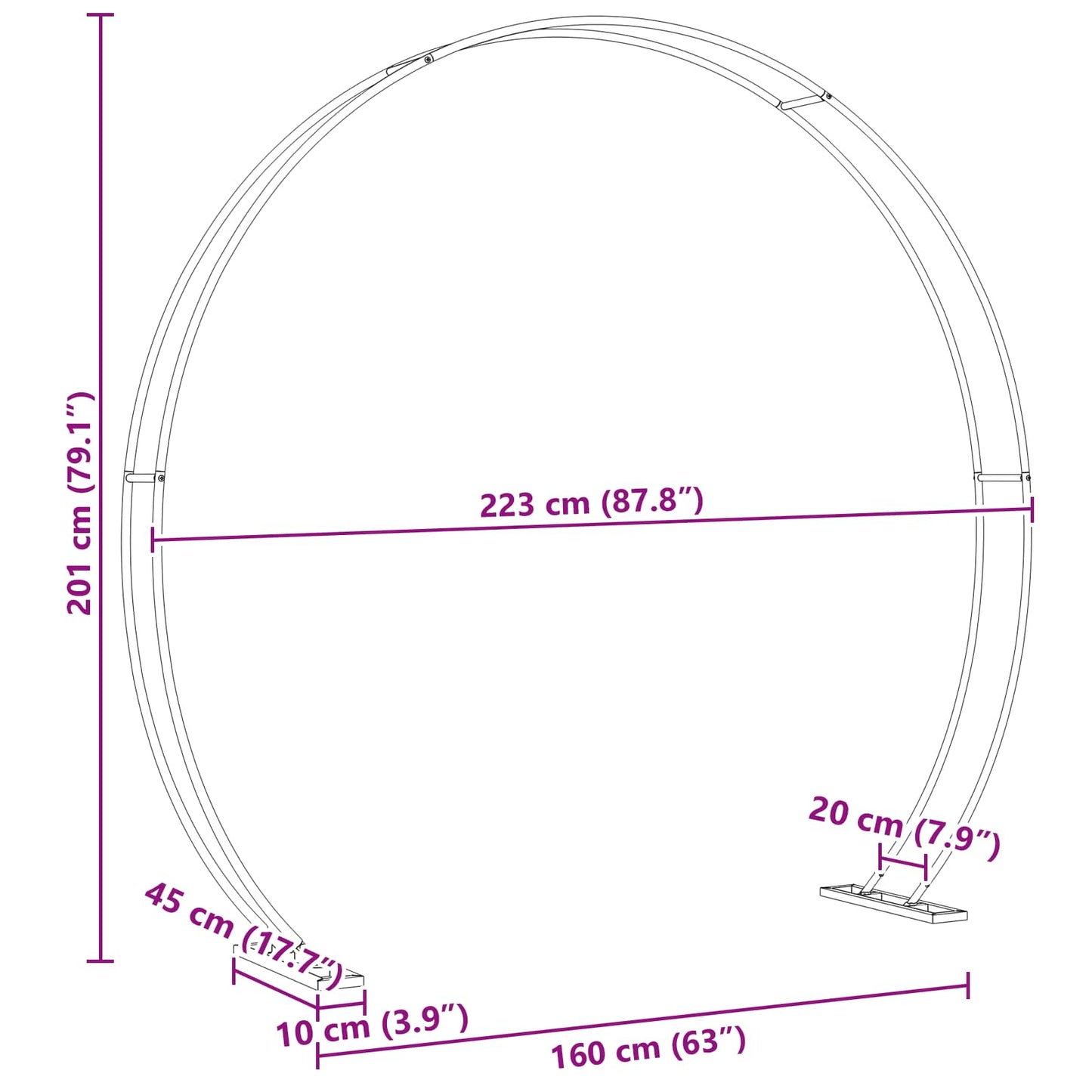 vidaXL Αψίδα Γάμου Λευκό 223 x 45 x 201 εκ. Ατσάλι