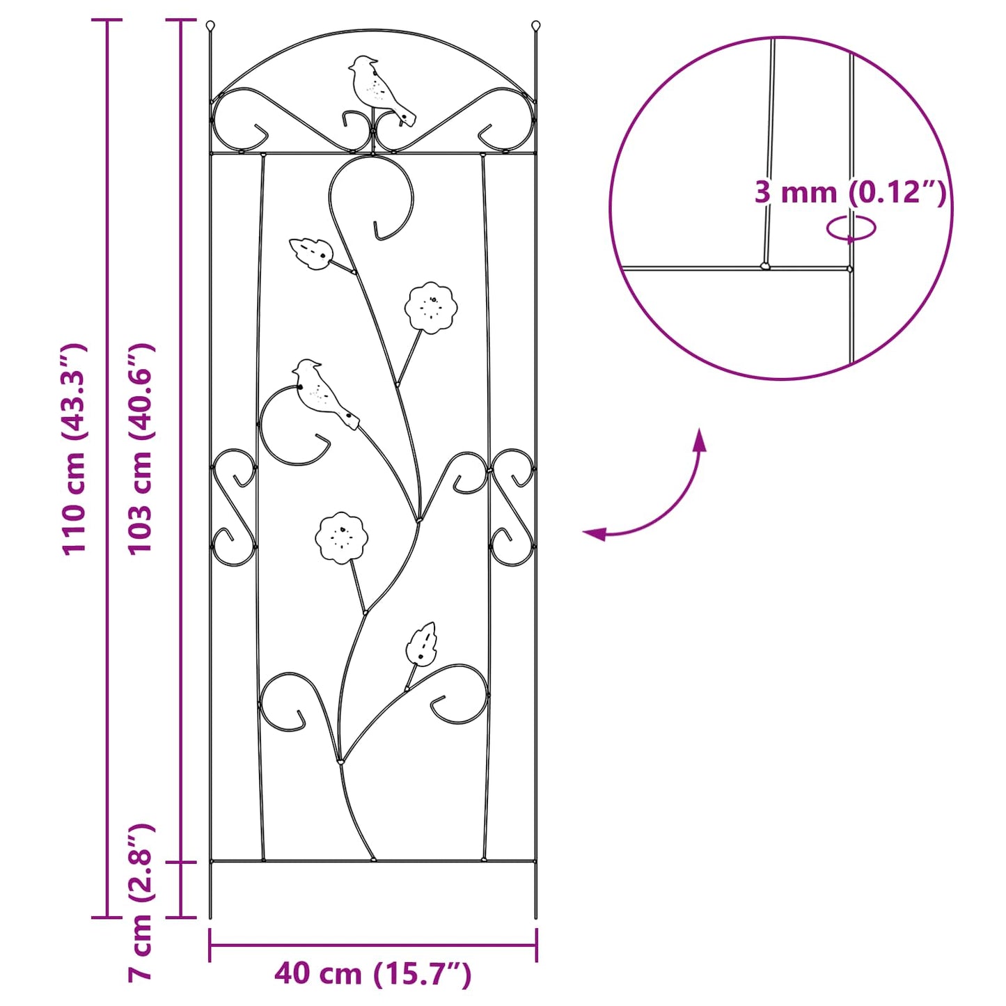 vidaXL Φράχτης Κήπου 3 pcs Πράσινο 110 x 40 cm Ατσάλι