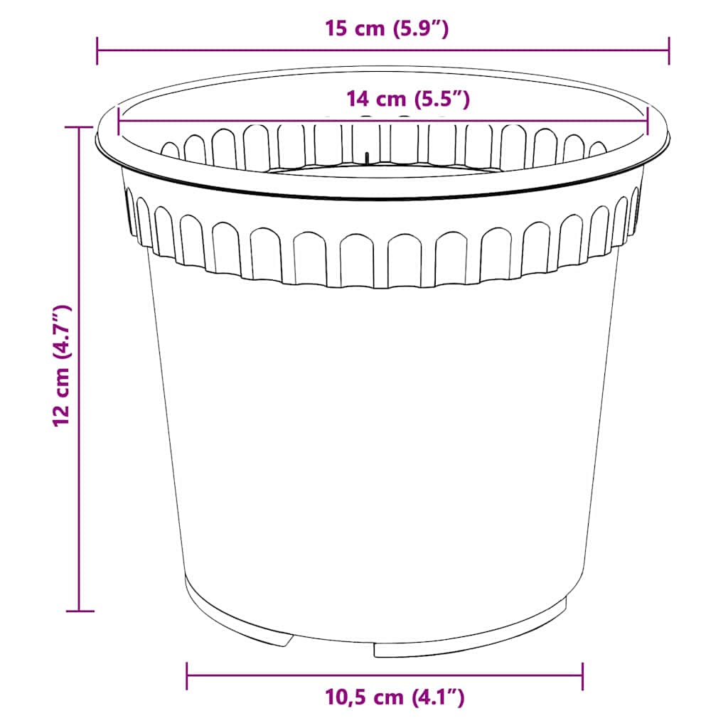 vidaXL Γλάστρες φυτών 6 pcs Μαύρο Ø 15 x 12 cm Πλαστικό