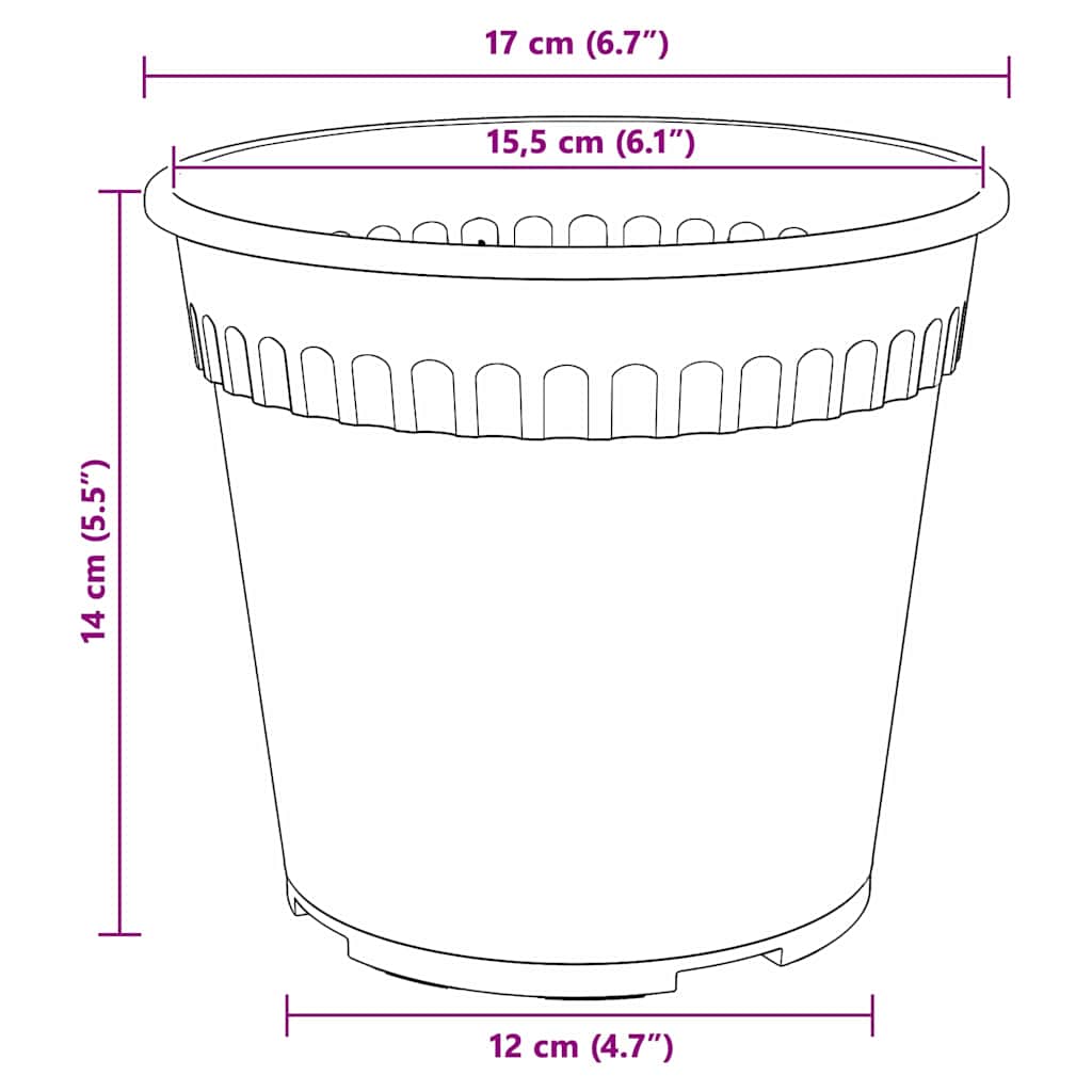 vidaXL Γλάστρες φυτών 6 pcs Μαύρο Ø 17 x 14 εκ Πλαστικό
