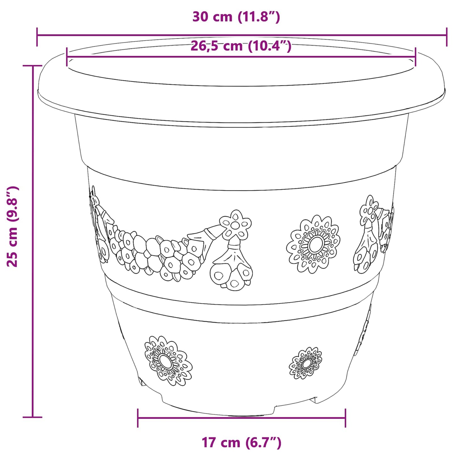 vidaXL Γλάστρες φυτών 24 pcs Κεραμιδί Ø 26 x 21.5 εκ Πλαστικό