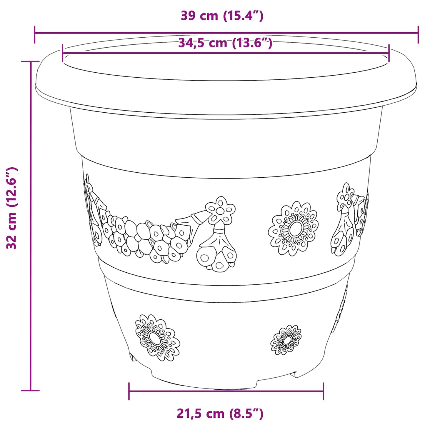 vidaXL Γλάστρες φυτών 24 pcs Κεραμιδί Ø 39 x 32 εκ Πλαστικό