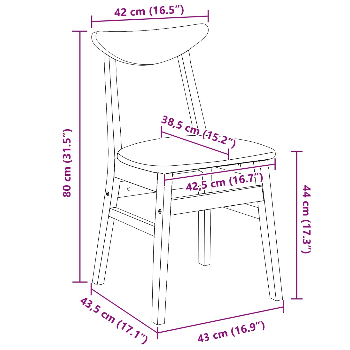 vidaXL Καρέκλες φαγητού 2 pcs Ανοιχτό καφέ 42 x 47.5 x 81 εκ