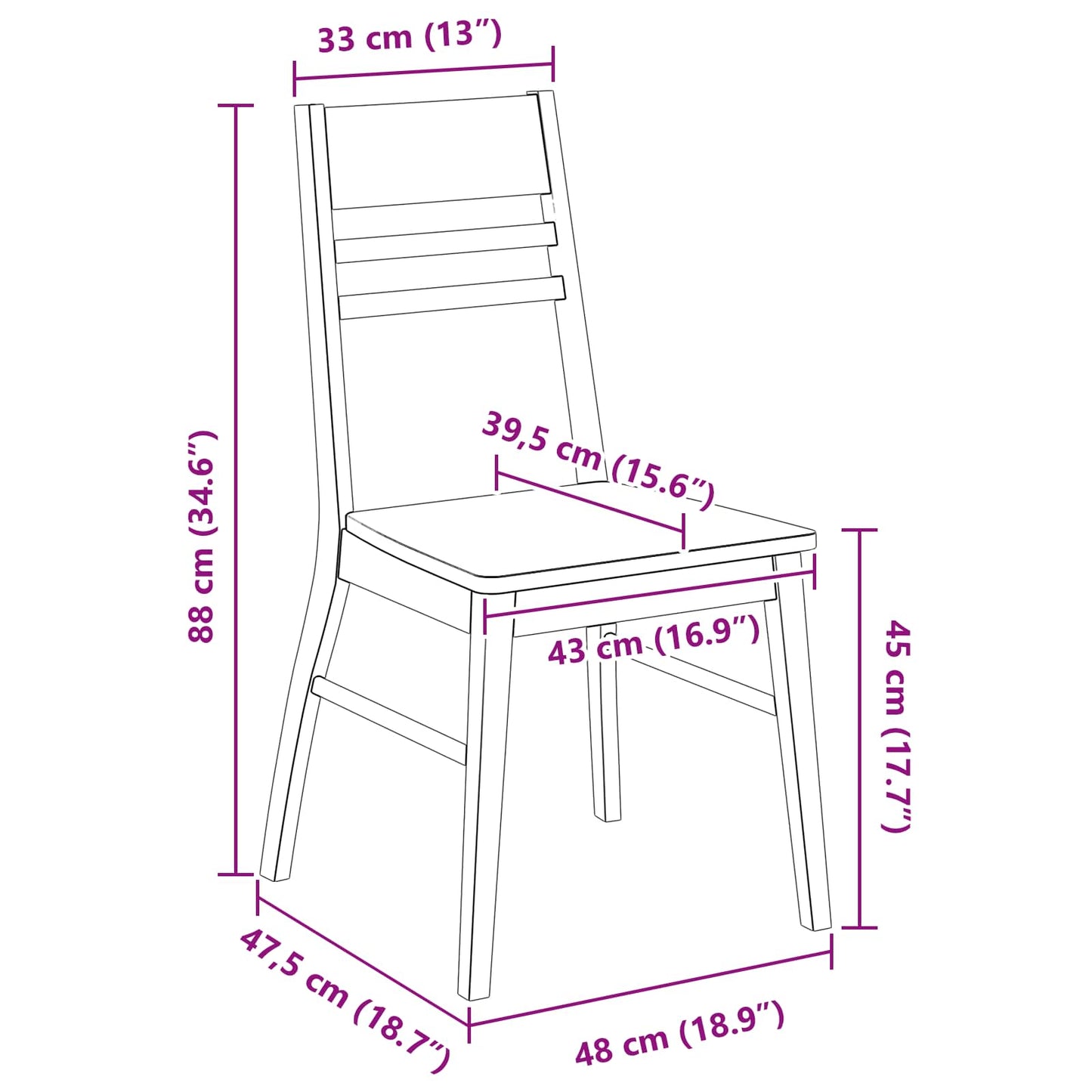 vidaXL Καρέκλες φαγητού 2 pcs Φυσικό 43 x 54 x 89 εκ.