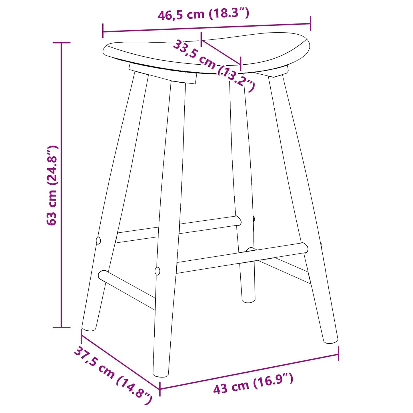 vidaXL Καρέκλες φαγητού 2 pcs Φυσικό 46 x 37 x 63 εκ