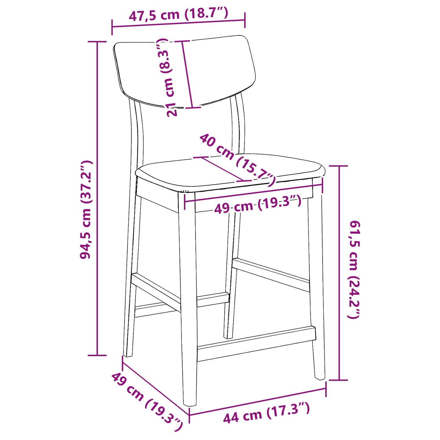 vidaXL Καρέκλες φαγητού 2 pcs Ανοιχτό καφέ 48 x 49 x 95 εκ.
