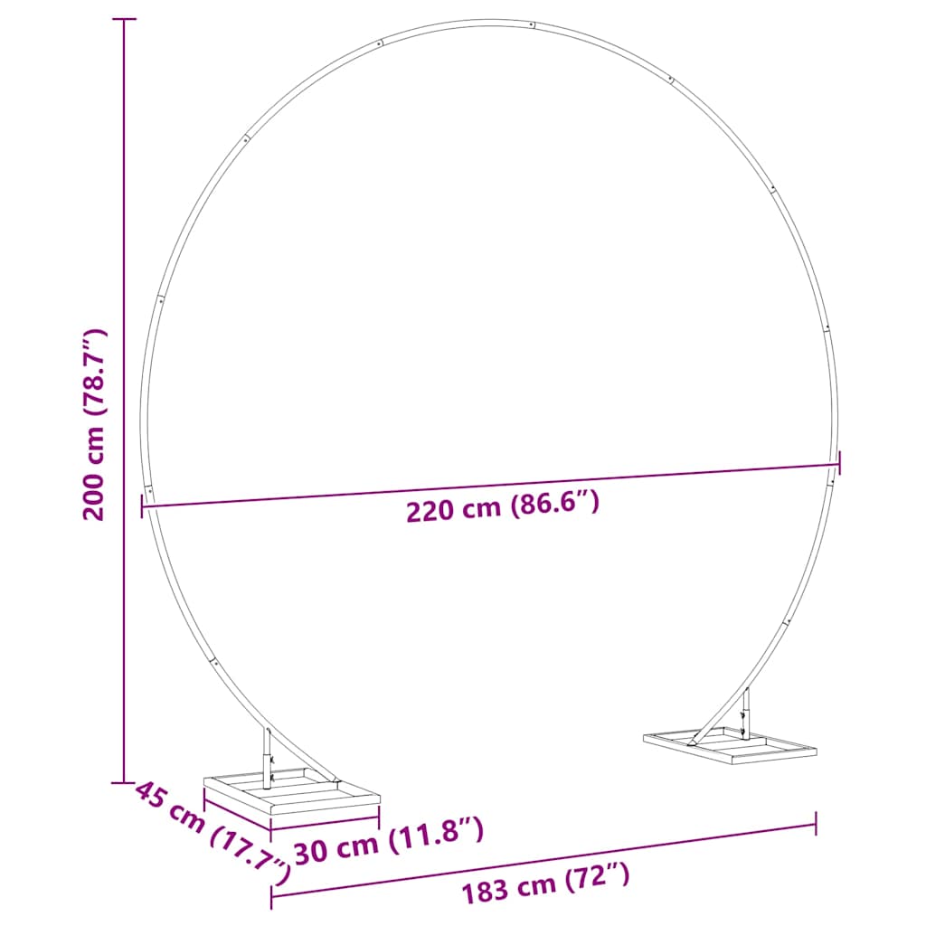 vidaXL Αψίδα Γάμου Λευκός 220 x 45 x 200 εκ. Ατσάλι