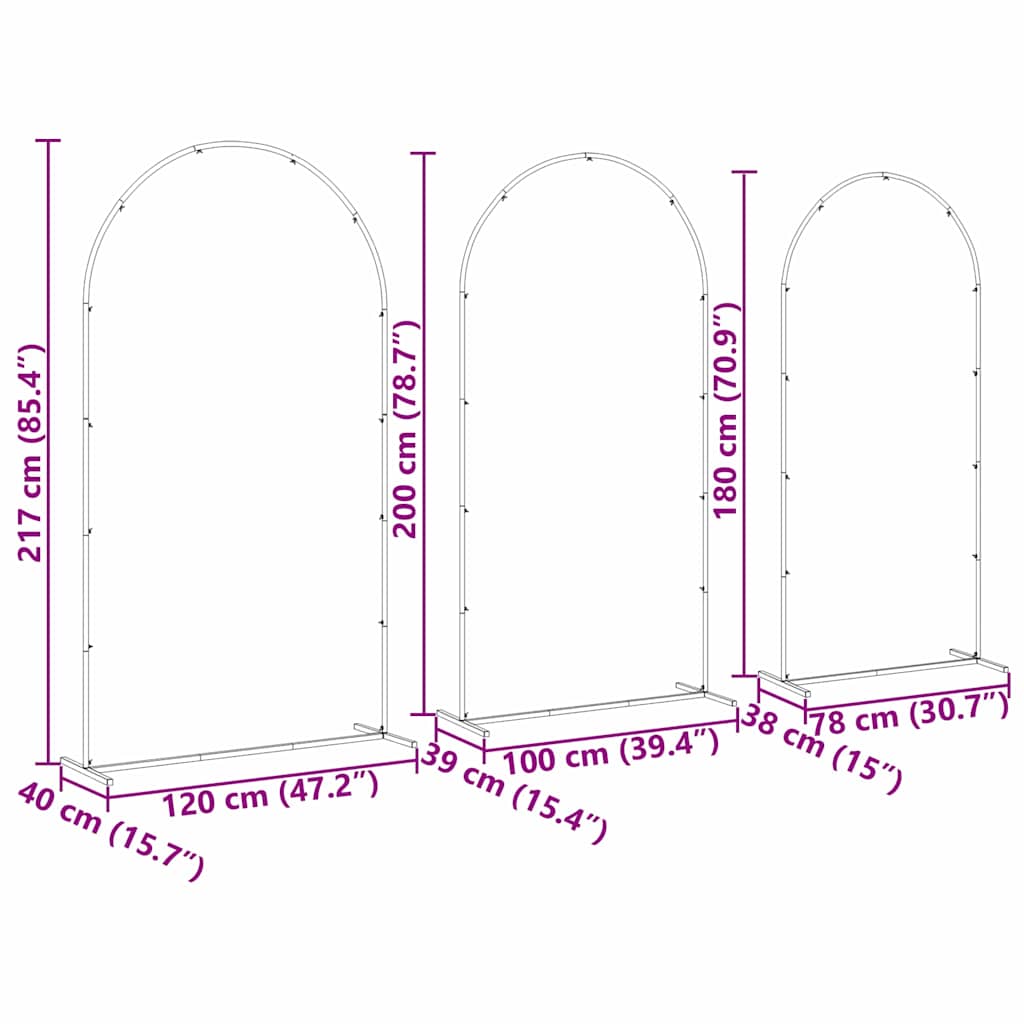 vidaXL Αψίδα Γάμου 3 pcs Χρυσό Ατσάλι