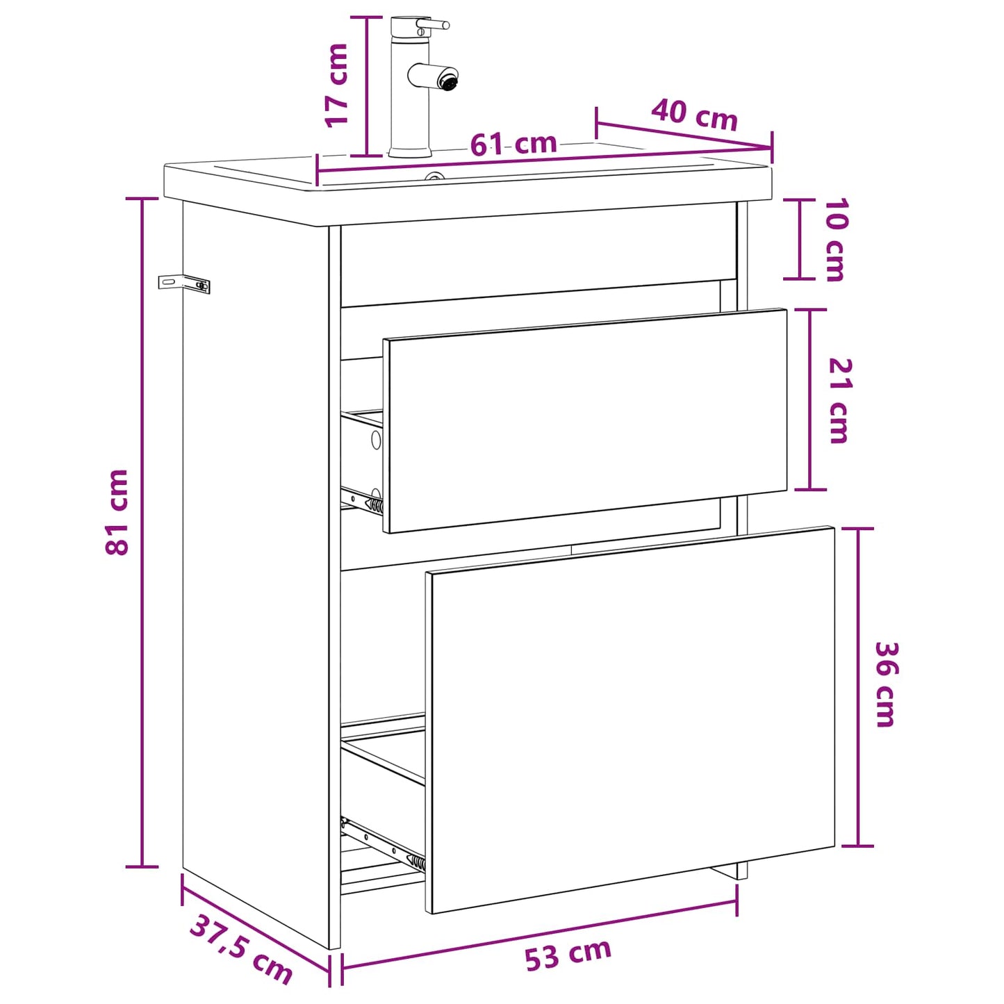 vidaXL Σετ Επίπλων Μπάνιου Γκρι Sonoma 61 x 40 x 84,5 εκ