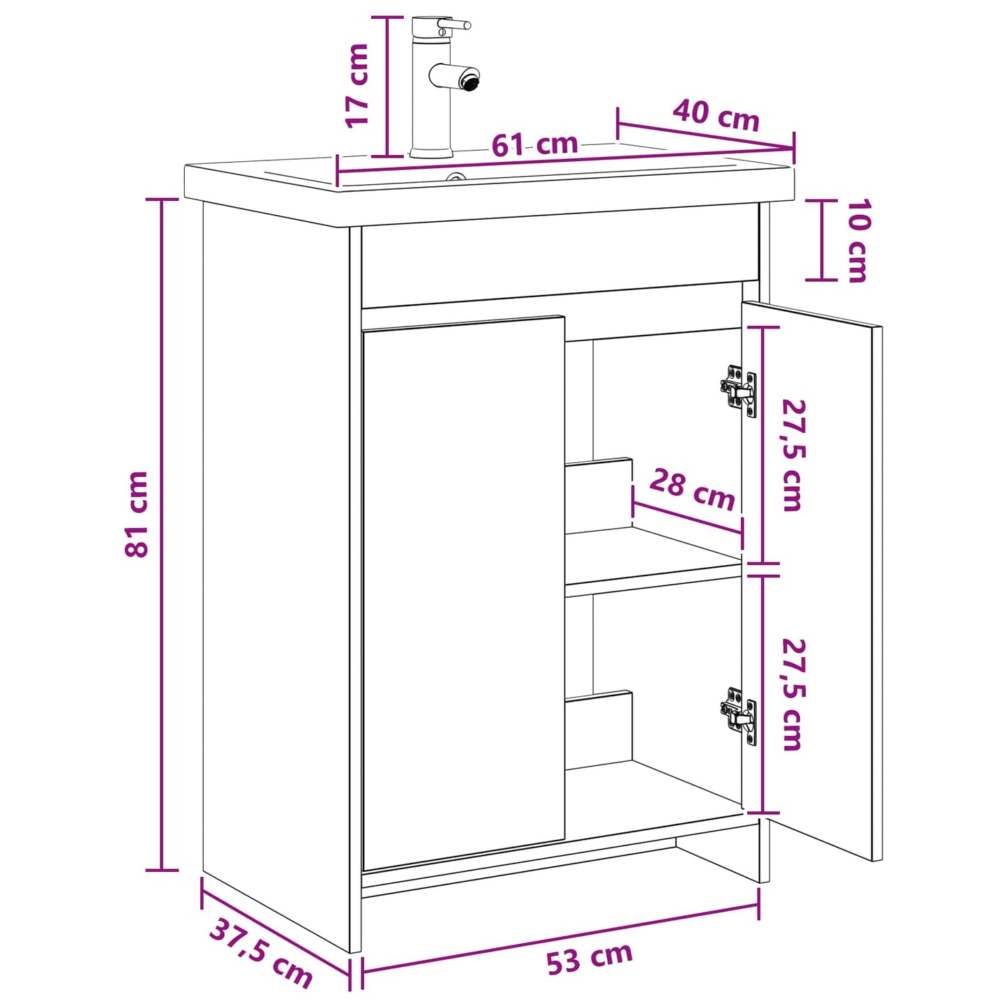 vidaXL Σετ Επίπλων Μπάνιου Γκρι Σκυροδέματος 61 x 40 x 84,5 εκ