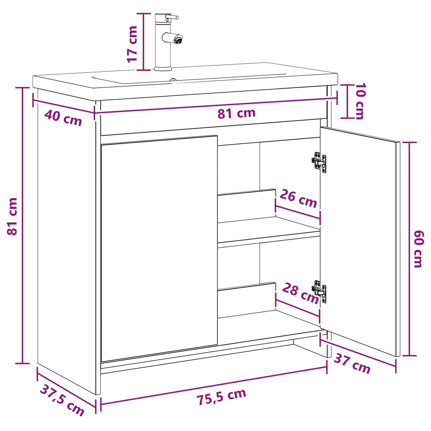 vidaXL Σετ Επίπλων Μπάνιου Γκρι Sonoma 81 x 40 x 84,5 εκ