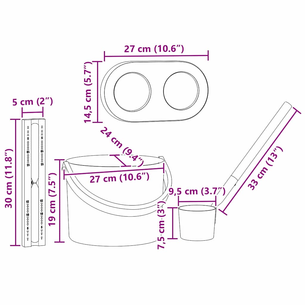 vidaXL Σετ Αξεσουάρ Σαουνάς 4 pcs Μαύρο