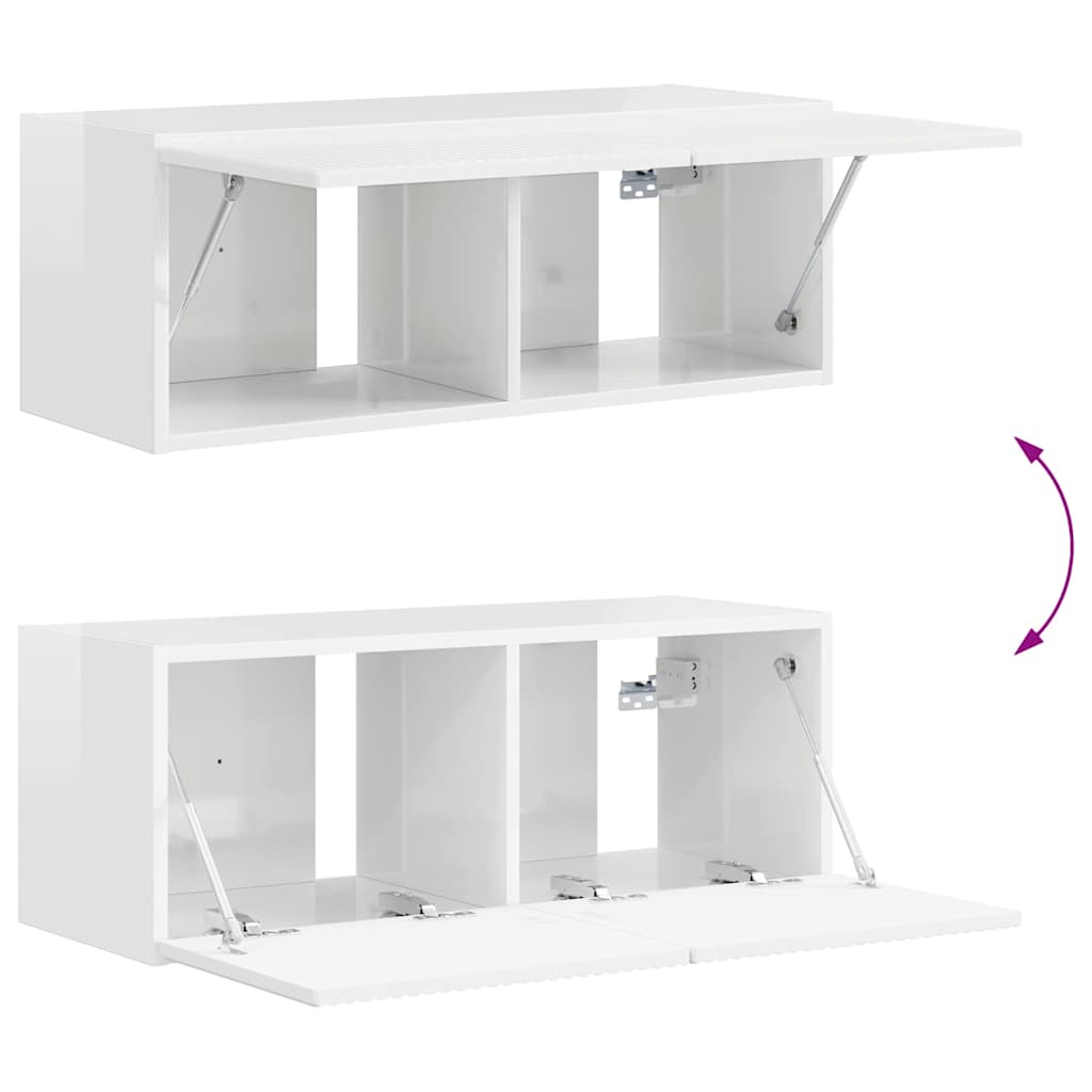 vidaXL Ντουλάπι Τηλεόρασης Τοίχου 78,5 x 31 x 29,5 εκ Λαμπερό Λευκό
