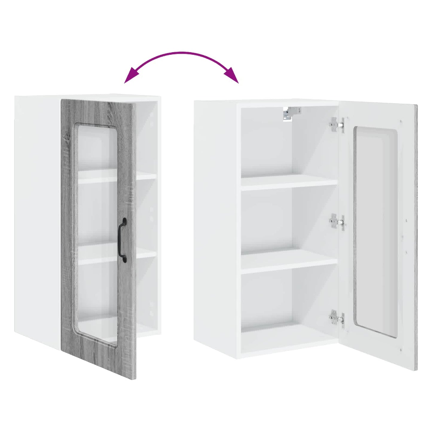 vidaXL Κρεμαστό ντουλάπι κουζίνας 2 pcs Γκρίζο Σονομα 40 x 31 x 80 εκ.
