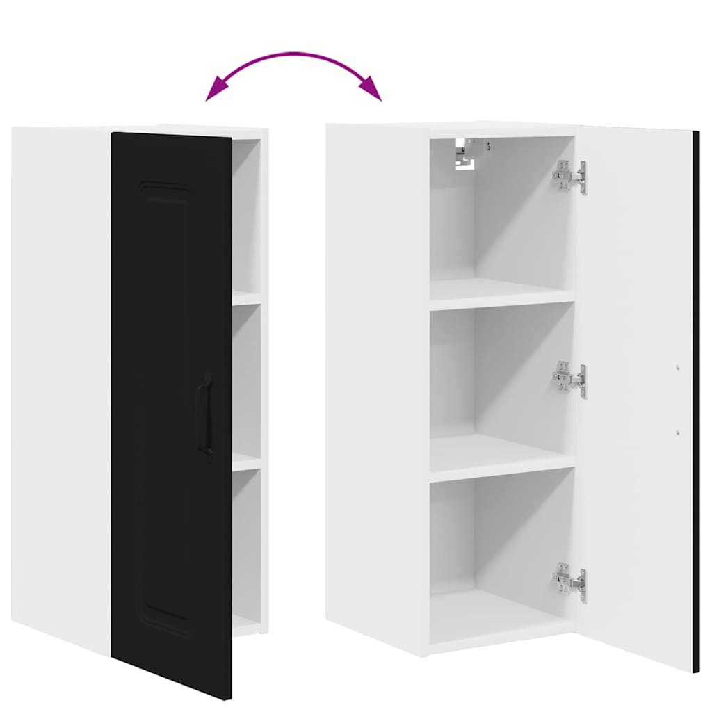 vidaXL Κρεμαστό ντουλάπι κουζίνας με ράφι Μαύρο 30 x 31 x 80 εκ.