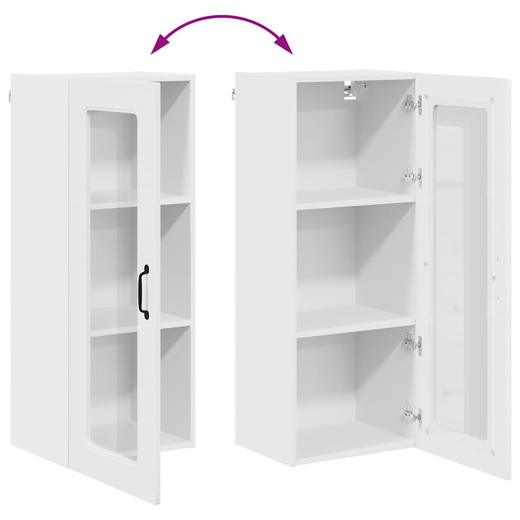 vidaXL Κρεμαστό ντουλάπι κουζίνας με ράφι Υψηλής γυαλάδας λευκό