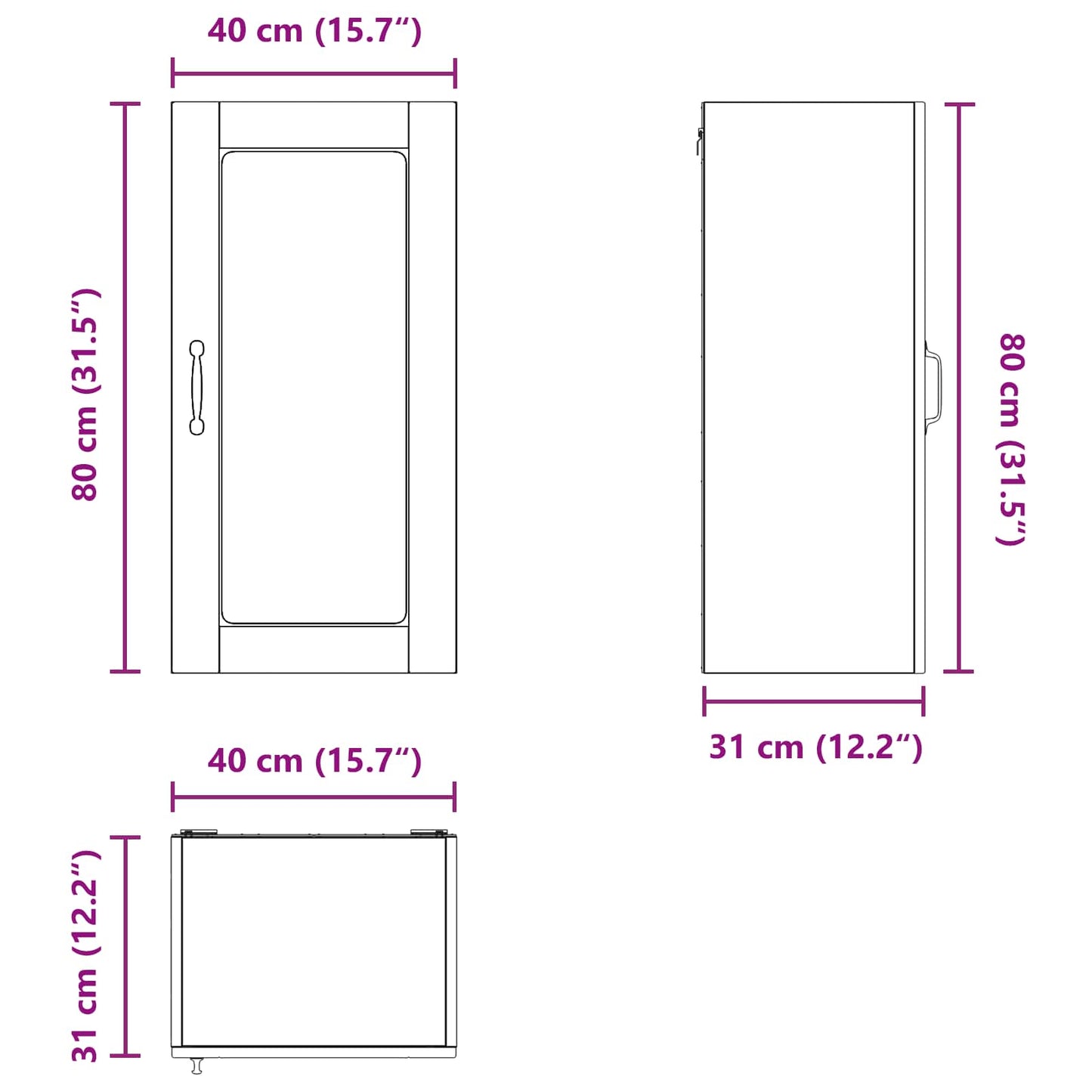 vidaXL Ραφιέρα τοίχου LUCCA Παλαιωμένο ξύλο 40 x 31 x 80 εκ.