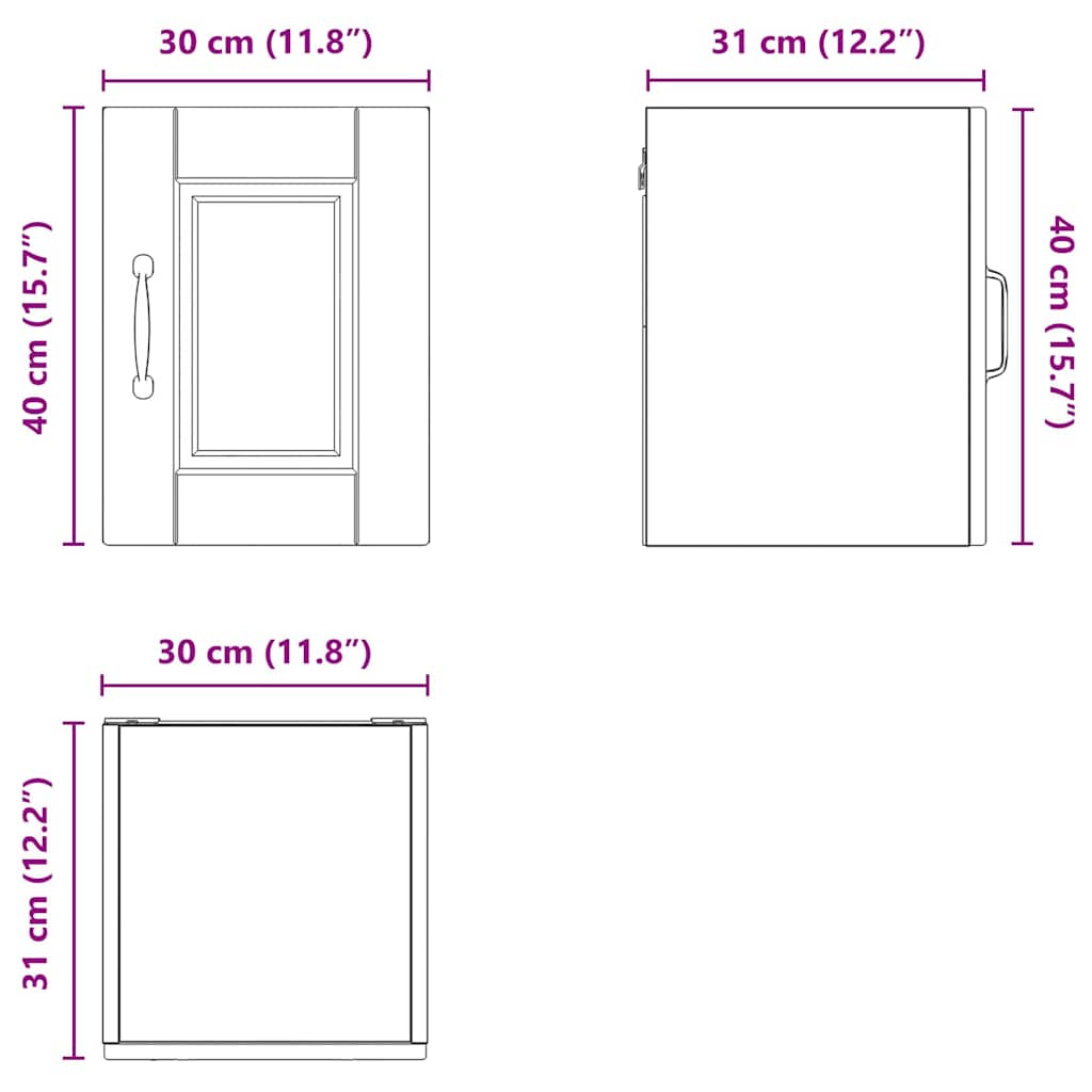 vidaXL Ντουλάπα Κουζίνας Λευκό 30 x 31 x 40 εκ. Επεξεργασμένο ξύλο