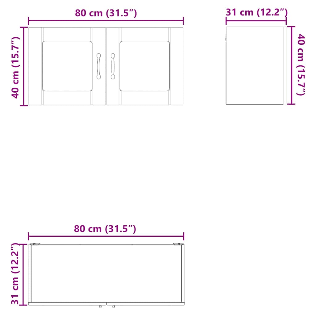 vidaXL Ντουλάπα Κουζίνας Παλιό ξύλο 80 x 31 x 40 εκ Επεξεργασμένο ξύλο