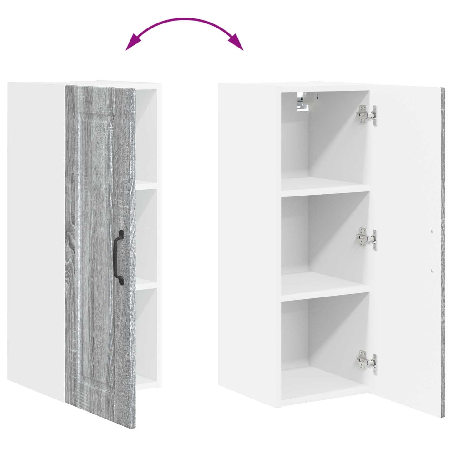 vidaXL Ντουλάπα Κουζίνας με ράφι Γκρίζο Σονομα 30 x 31 x 80 εκ.