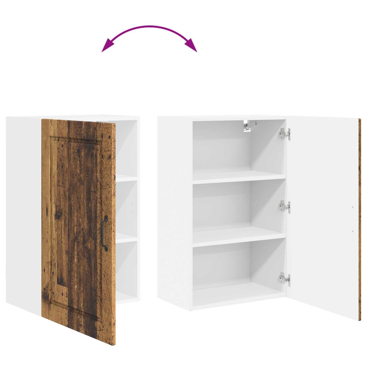 vidaXL Ντουλάπα Κουζίνας με ράφι Επιτοίχιο Παλιό ξύλο 50 x 31 x 80 εκ.