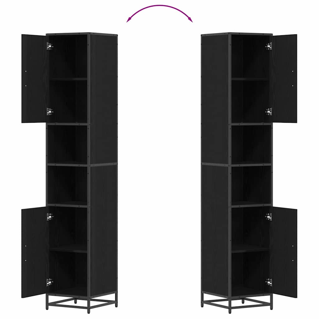 vidaXL Ντουλάπι Μπάνιου με ράφι Μαύρη δρυς 35 x 37.5 x 188.5 εκατοστά