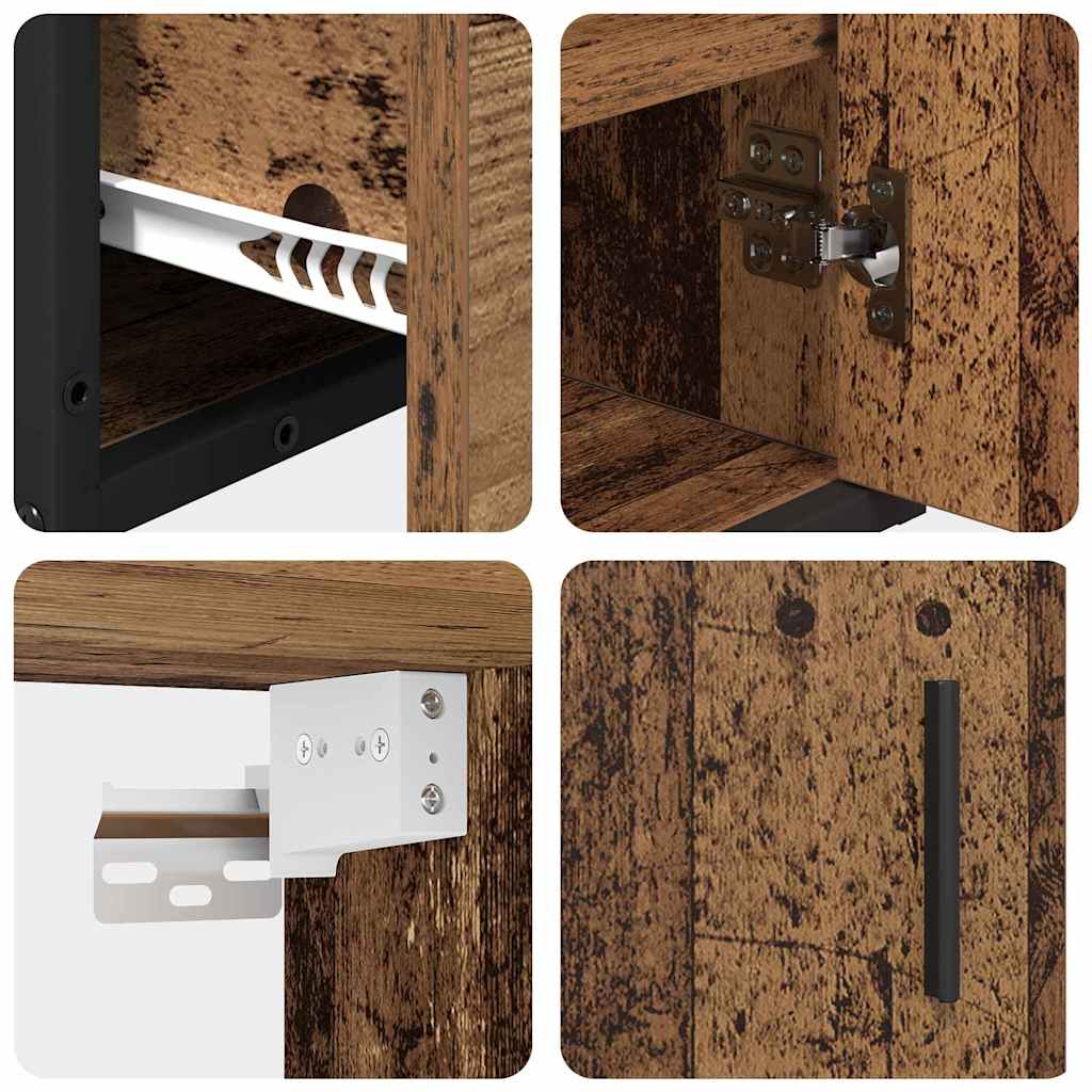 vidaXL Σετ Επίπλων Μπάνιου Επιτοίχιο 2 pcs Παλαιό ξύλο 65 x 33 x 60 εκ