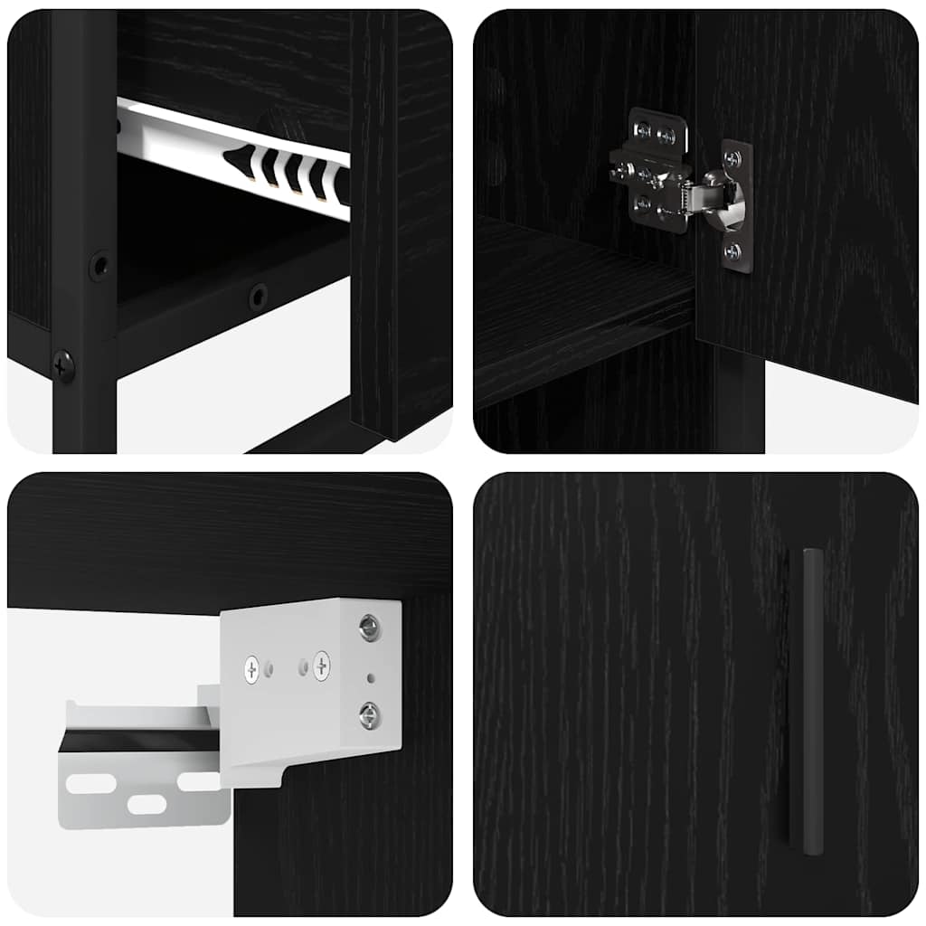 vidaXL Σετ Επίπλων Μπάνιου με ράφι 3 pcs Μαύρη Οξυά Επεξεργασμένο ξύλο