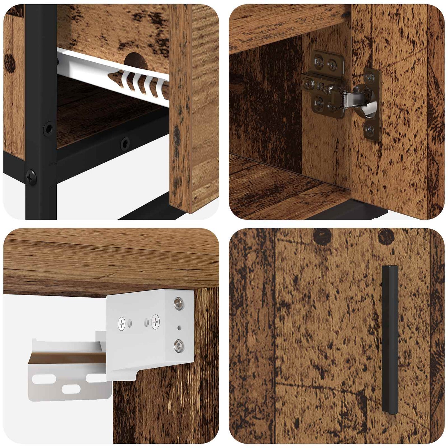 vidaXL Σετ Επίπλων Μπάνιου 3 τμχ. Παλιό Ξύλο 65 x 33 x 60 εκ
